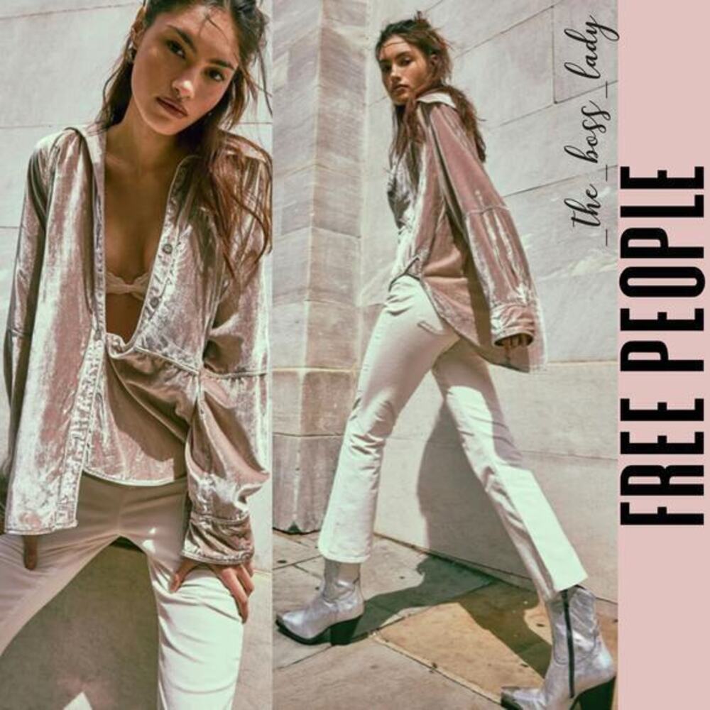 Free People corduroy pants / velvet pants Medium cropped slim flare